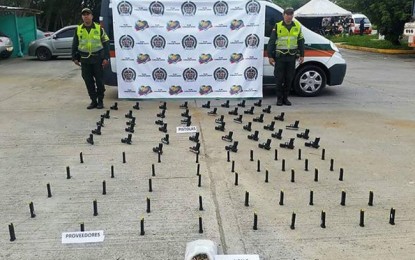 Fueron incautadas 47 pistolas calibre 9 milímetros, en la vía de Yotoco.