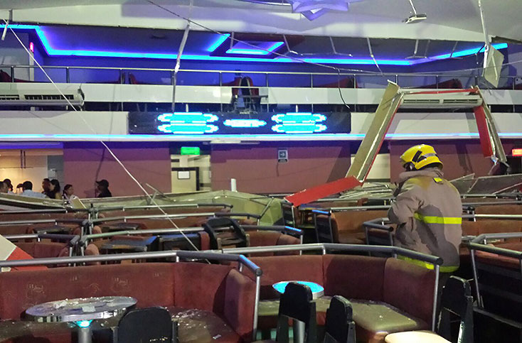 Así quedaron las instalaciones de la discoteca SPACE en Menga tras desplome del techo