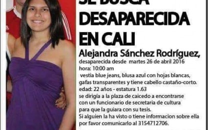 Continua la búsqueda de  María Alejandra Sánchez Rodríguez