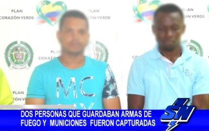 Dos hombre que guardaban armas de fuego fueron capturados en la vía Buenaventura-Cali