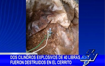 Fueron destruidos dos cilindros explosivos en el Cerrito