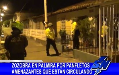 Panfletos intimidan ciudadania en Palmira