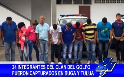 24 integrantes del Clan del golfo fueron capturados en Buga y Tuluá