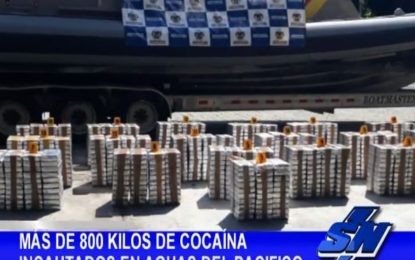 800 Kilos de cocaína incautados en aguas del Pacífico