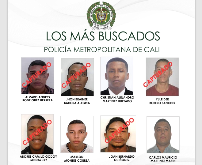 Cali publica el cartel de los más buscados, hasta $50 millones por información.