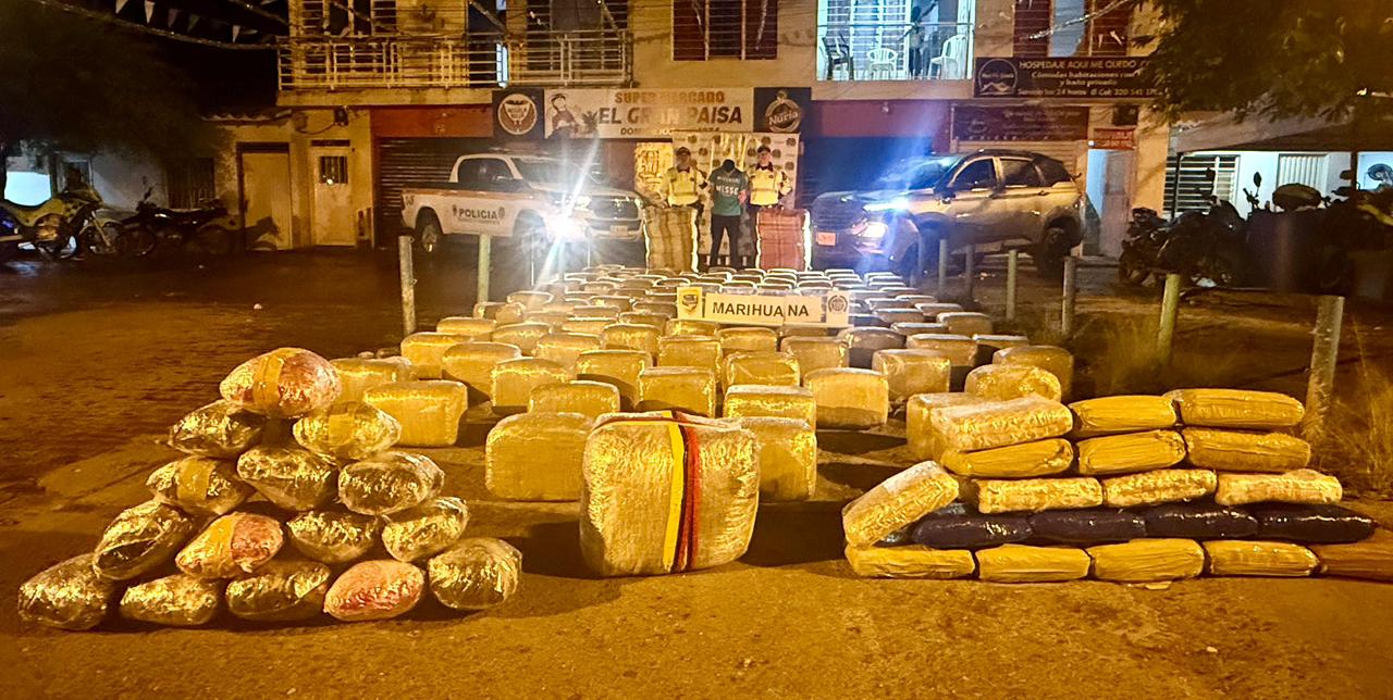 Un capturado en flagrancia y 744 kilos de marihuana incautados en operativo vial en el Valle