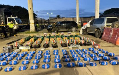 Persecución policial en Palmira terminó con un capturado y más de media tonelada de droga incautada