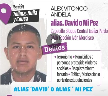Cayó alias “Mi Pez”, cabecilla de la Dagoberto Ramos señalado de atentado en Cajibío