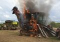 Queman cosechadora tras intimidación armada a contratista en zona rural de Caloto