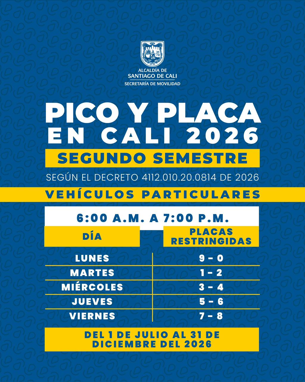 Desde este miércoles cambia el pico y placa en Cali: conozca la nueva rotación